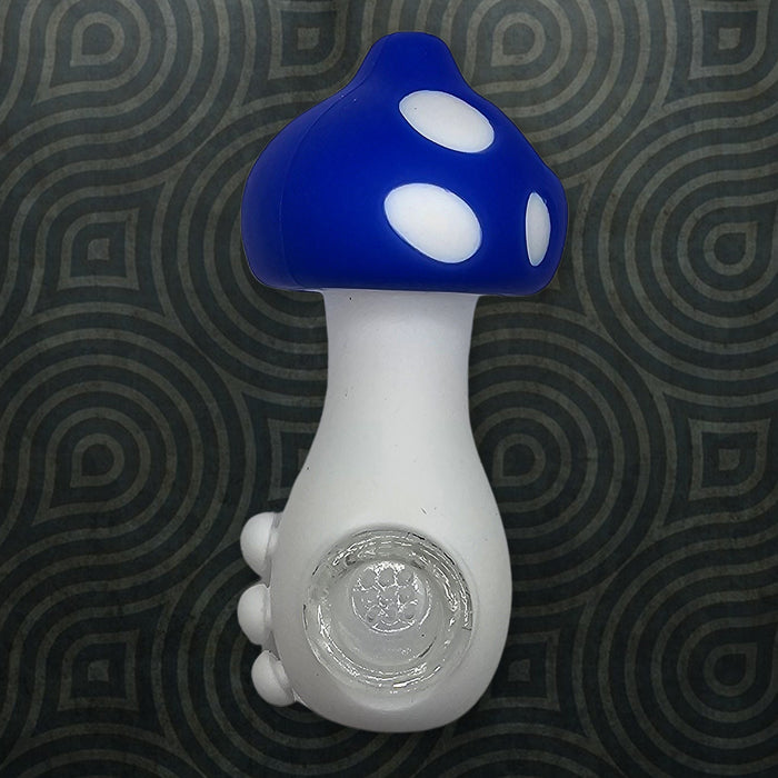 Colorful Mushroom Silicone Pipe – 4.5" with Glass Bowl & Ergonomic Grip