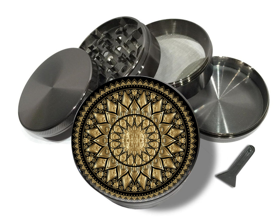 Mandala Grinder Black And Gold Spice Grinder Grey Grinder
