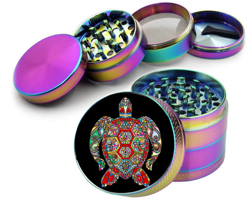 Colorful Sea Turtle Mandala Spice Grinder Rainbow Grinder