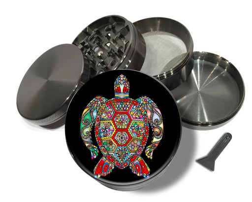 Colorful Sea Turtle Mandala Spice Grinder Grey Grinder
