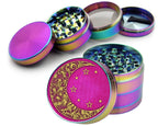 Girly Pink Crescent Moon and Stars Spice Grinder Rainbow Grinder