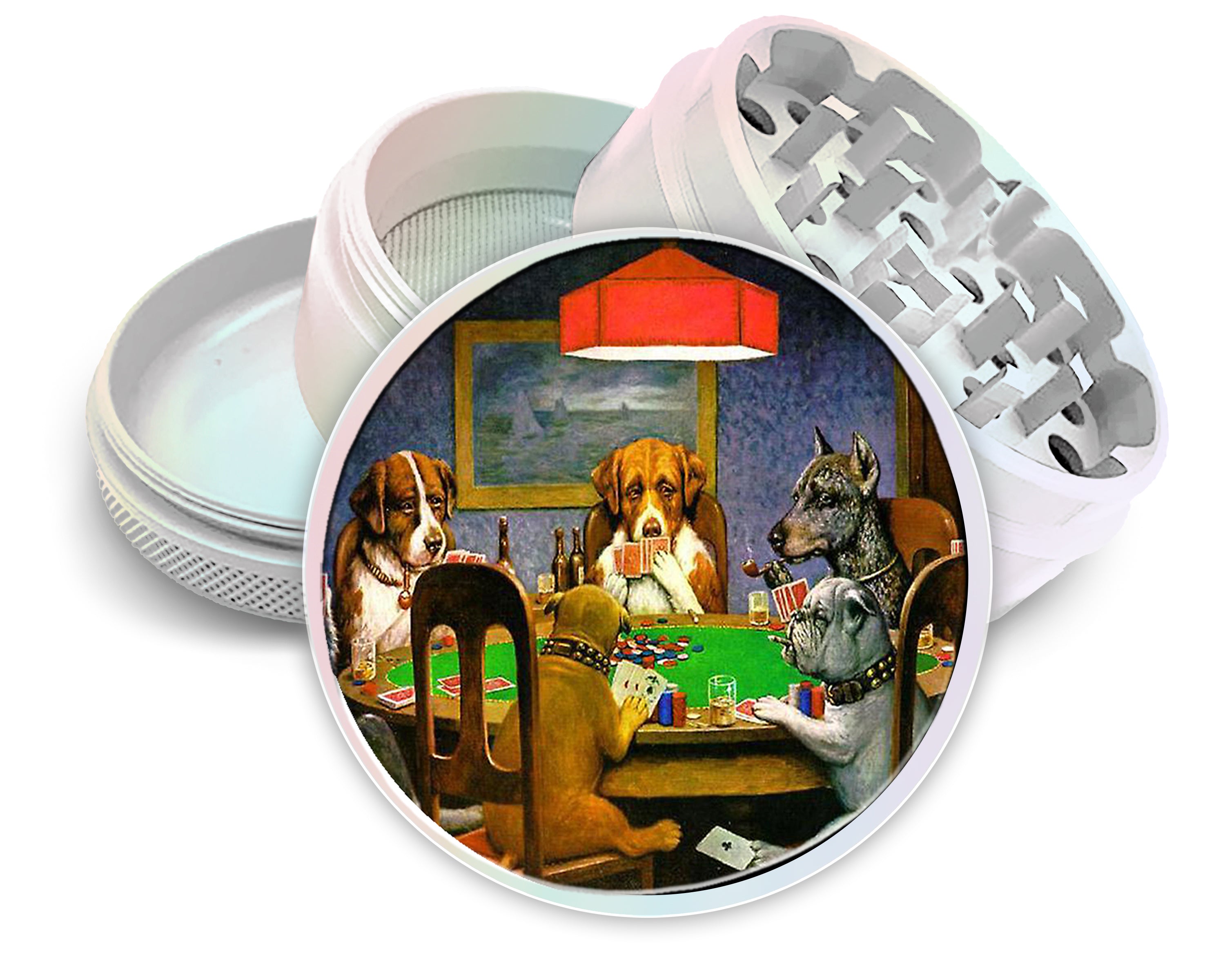 A Friend In Need, Dogs Playing Poker, by Cassius Marcellus Coolidge, Famous Artwork Spice Grinder White Grinder