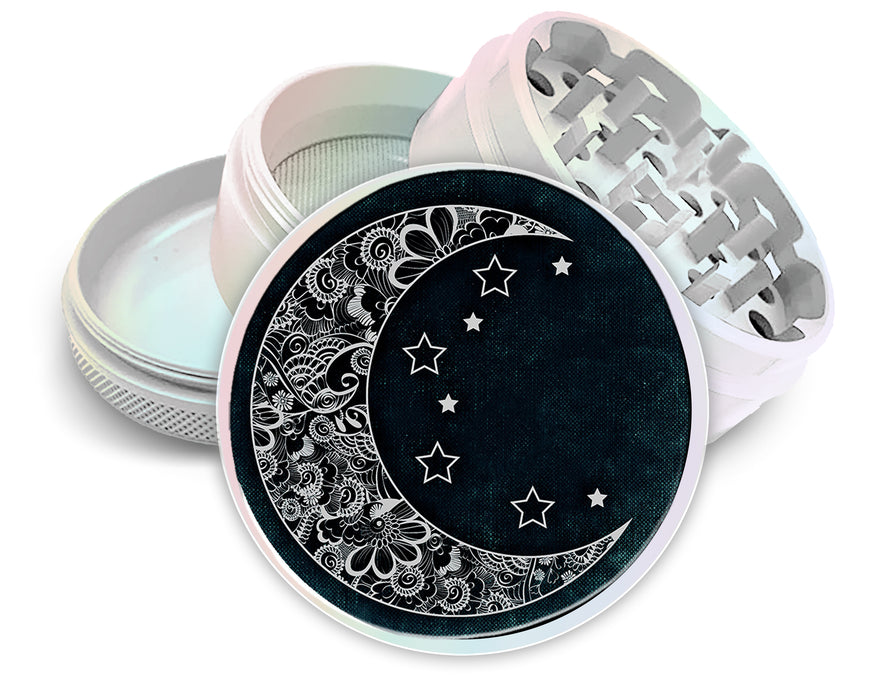 Blue Crescent Moon With Stars Spice Grinder White Grinder
