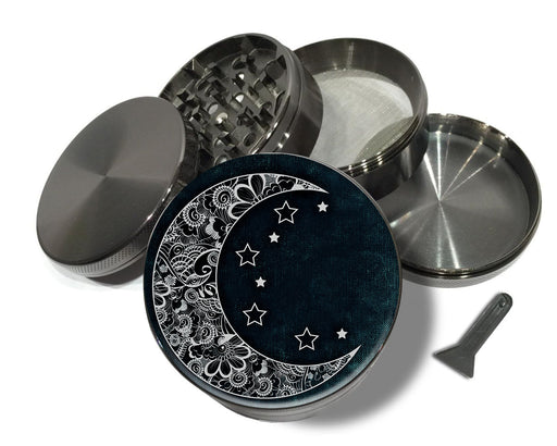Blue Crescent Moon With Stars Spice Grinder Grey Grinder