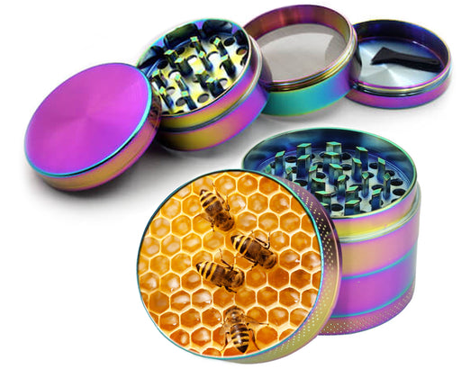 Bees on A Honeycomb Spice Grinder Rainbow Grinder
