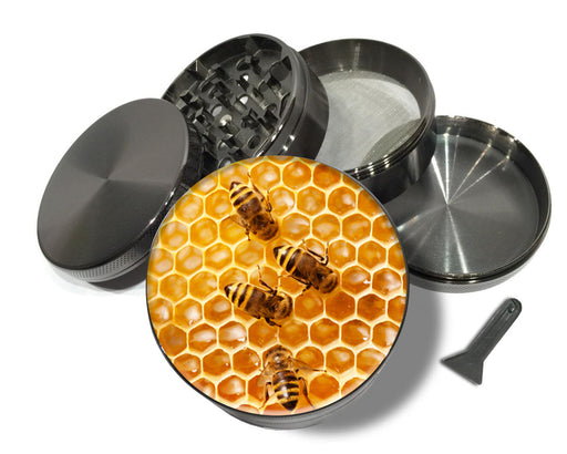 Bees on A Honeycomb Spice Grinder Grey Grinder