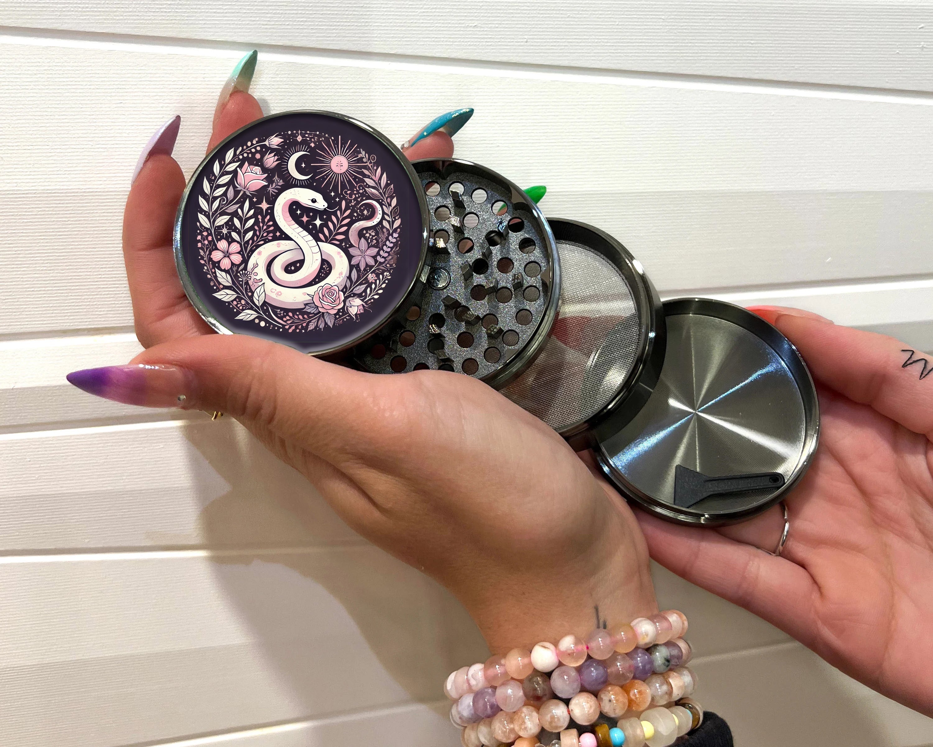 Mystical Snake Large Herb Grinder, Grinder with Pollen Collector, Grinder with 4 Layers, Extra Large 5 Piece Spice Herb...