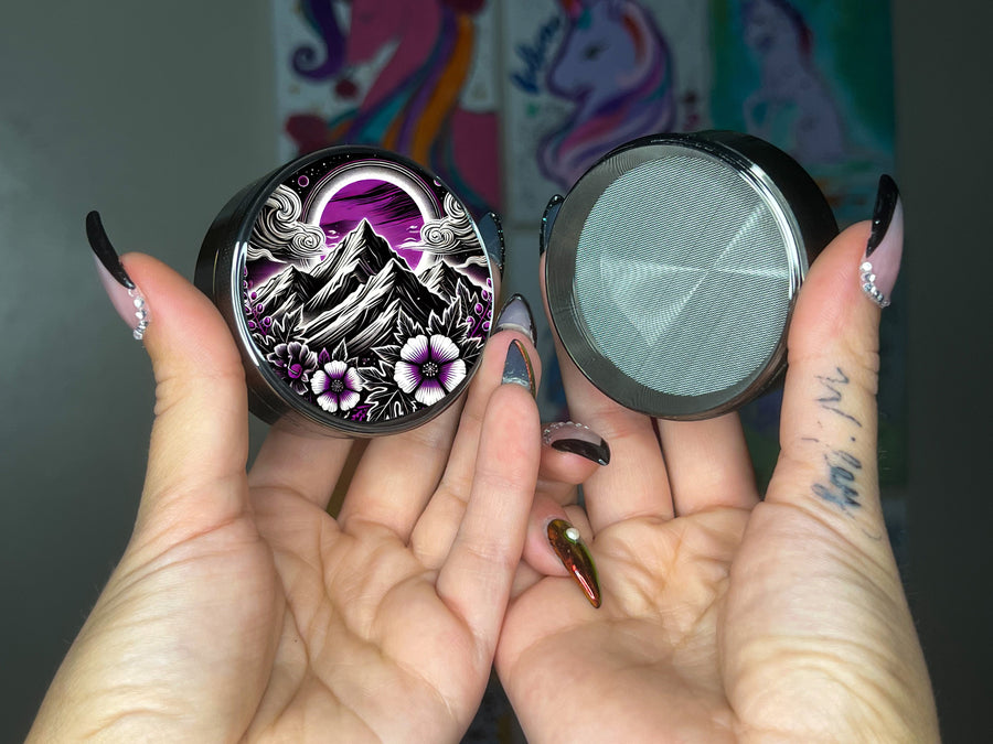 Mountain Design, Girly Purple Mountain Extra Large 5 Piece Spice Herb Grinder