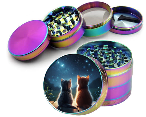 Cute Cats Staring At The Night Spice Grinder Rainbow Grinder
