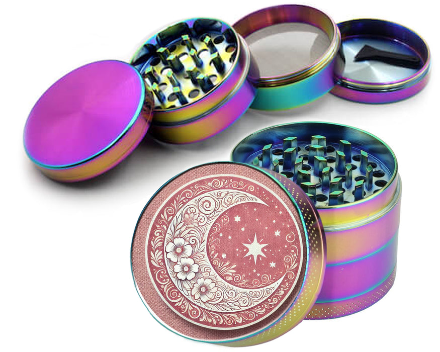 Crescent Moon with Stars Spice Grinder Rainbow Grinder