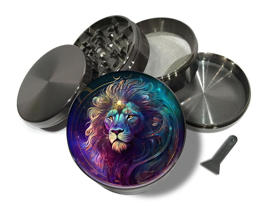 Lion Leo Gift Astrology Spice Grinder Grey Grinder
