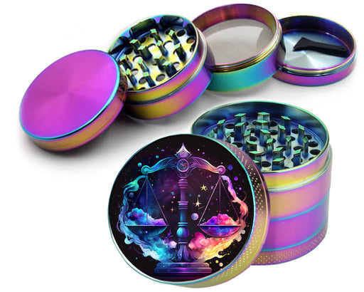 Libra Zodiac Sign Gift, Birth Sign Spice Grinder Rainbow Grinder