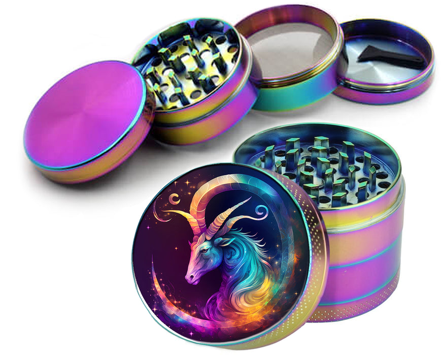 Capricorn Zodiac Goat Symbol Birth Sign Spice Grinder Rainbow Grinder