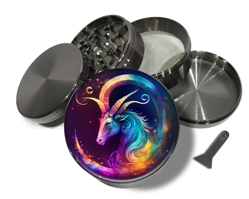 Capricorn Zodiac Goat Symbol Birth Sign Spice Grinder Grey Grinder