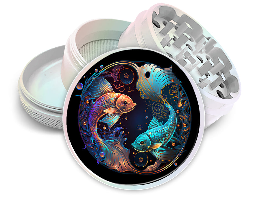 Pisces Zodiac Sign Fish Symbol Spice Grinder White Grinder