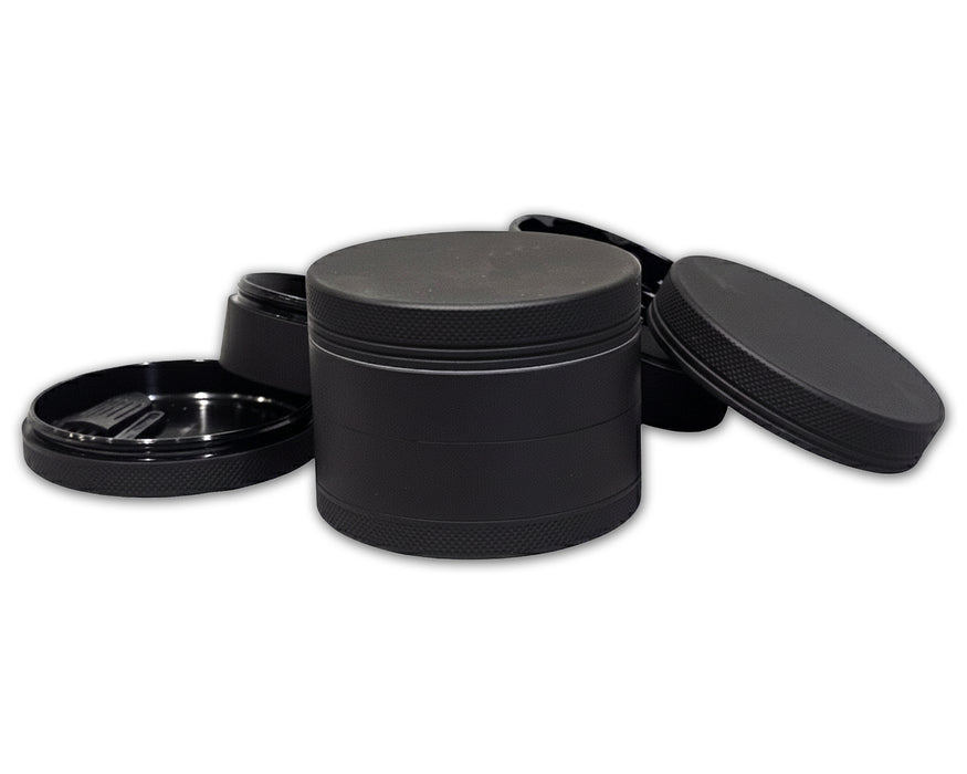 Black Grinder, Black Rubberized Grinder, 2.5 Inch Large Grinder, Soft Matte Grinder, 4 Piece Spice Grinder