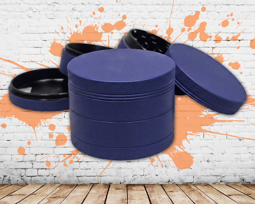 Indigo Grinder, Indigo Rubberized Grinder, 2.5 Inch Large Grinder, Soft Matte Grinder, 4 Piece Spice Grinder (Copy)