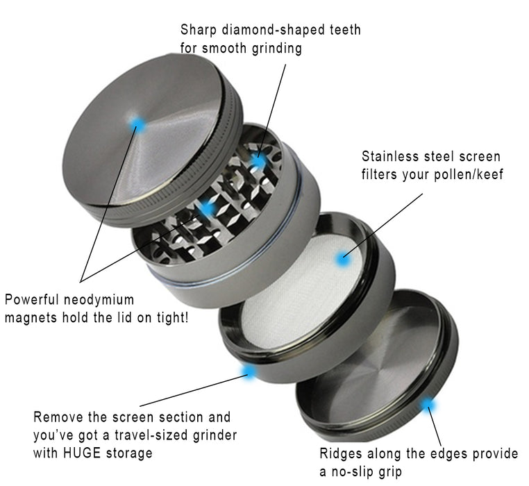 2.4" 4-Piece Gothic Spider Tobacco Herb Grinder – Pretty & Unique