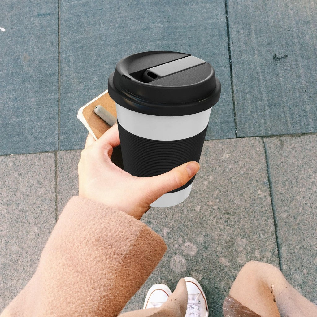 White Cupro Ceramic Novelty Mug - Dual-Chamber Design with Filtration and Removable Bowl