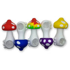 Colorful Mushroom Silicone Novelty Tube - 4.5" Collectible with Glass Insert and Ergonomic Grip