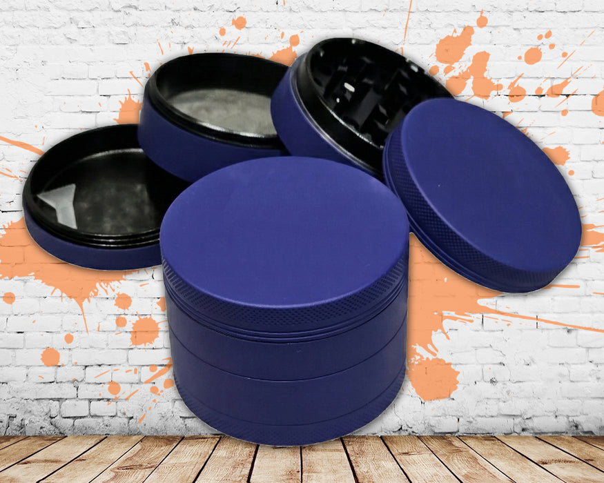 Indigo Grinder, Indigo Rubberized Grinder, 2.5 Inch Large Grinder, Soft Matte Grinder, 4 Piece Spice Grinder (Copy)