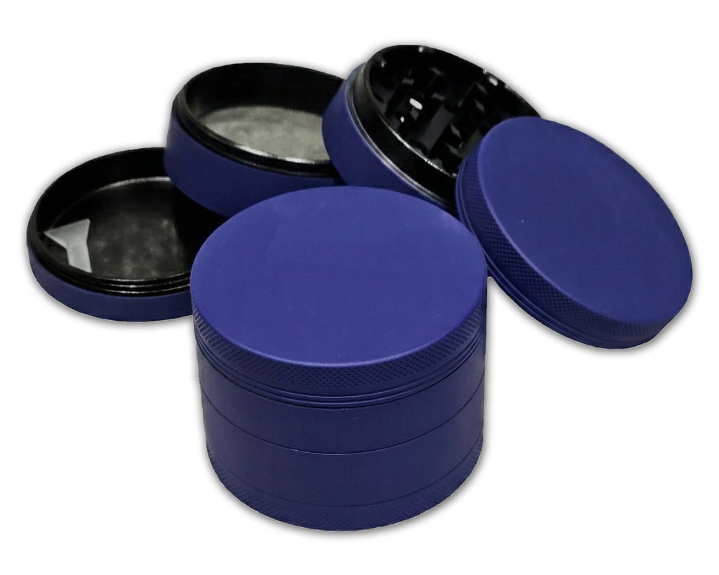 Indigo Grinder, Indigo Rubberized Grinder, 2.5 Inch Large Grinder, Soft Matte Grinder, 4 Piece Spice Grinder (Copy)