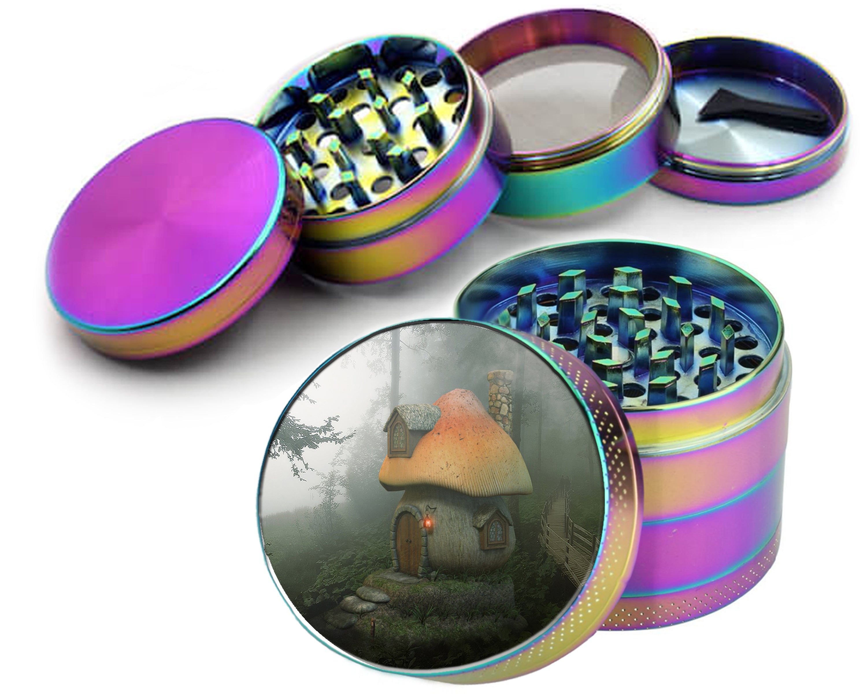 Mushroom Cottage Goblincore Spice Grinder Rainbow Grinder