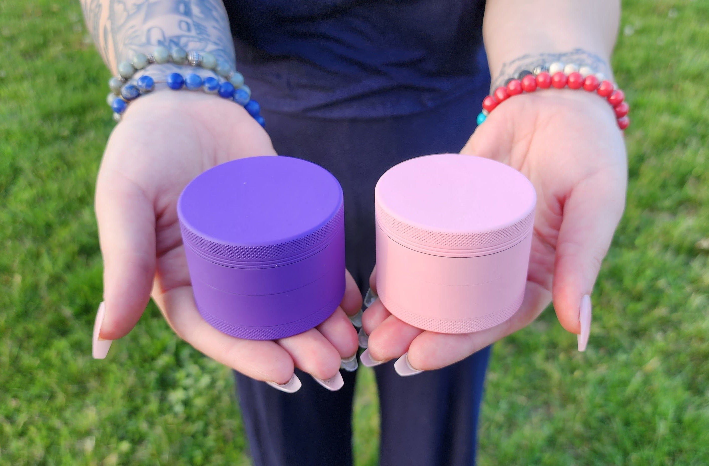 Matte Finish Rubberized Grinders, X-Large Comfortable Grip Herb Grinder