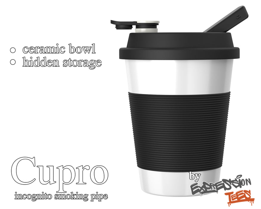 White Cupro Coffee Mug for Flower and Incognito Uses | Hidden Hookah Pipe | Discreet Smoking | Hidden Bowl Storage