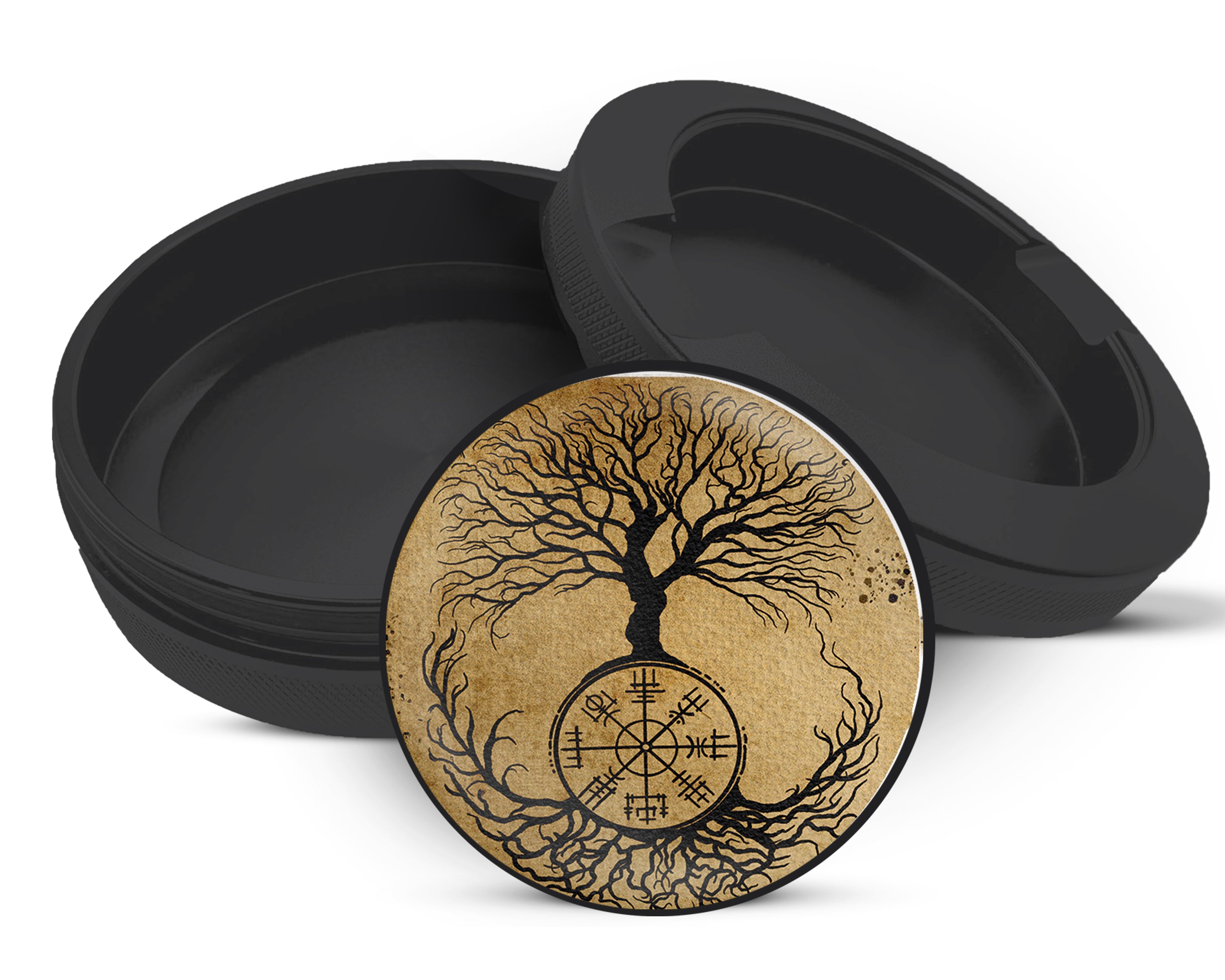 Snus Storage Case Viking Grinder Tree of Life Black