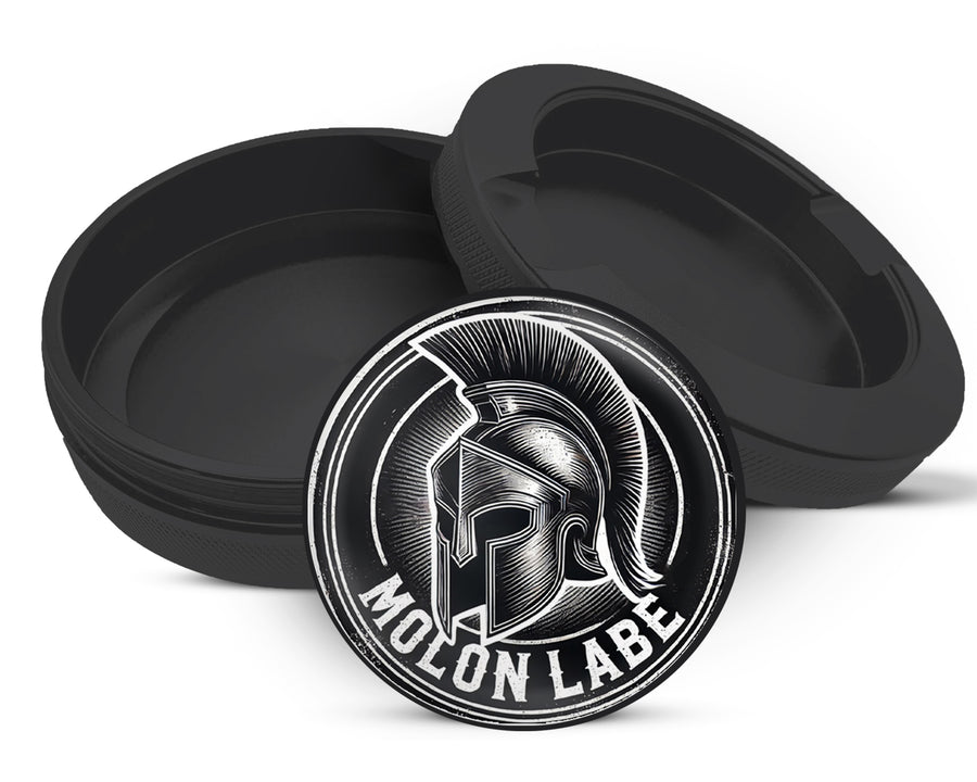 Snus Storage Case Molon Labe Spartan Helmet Black