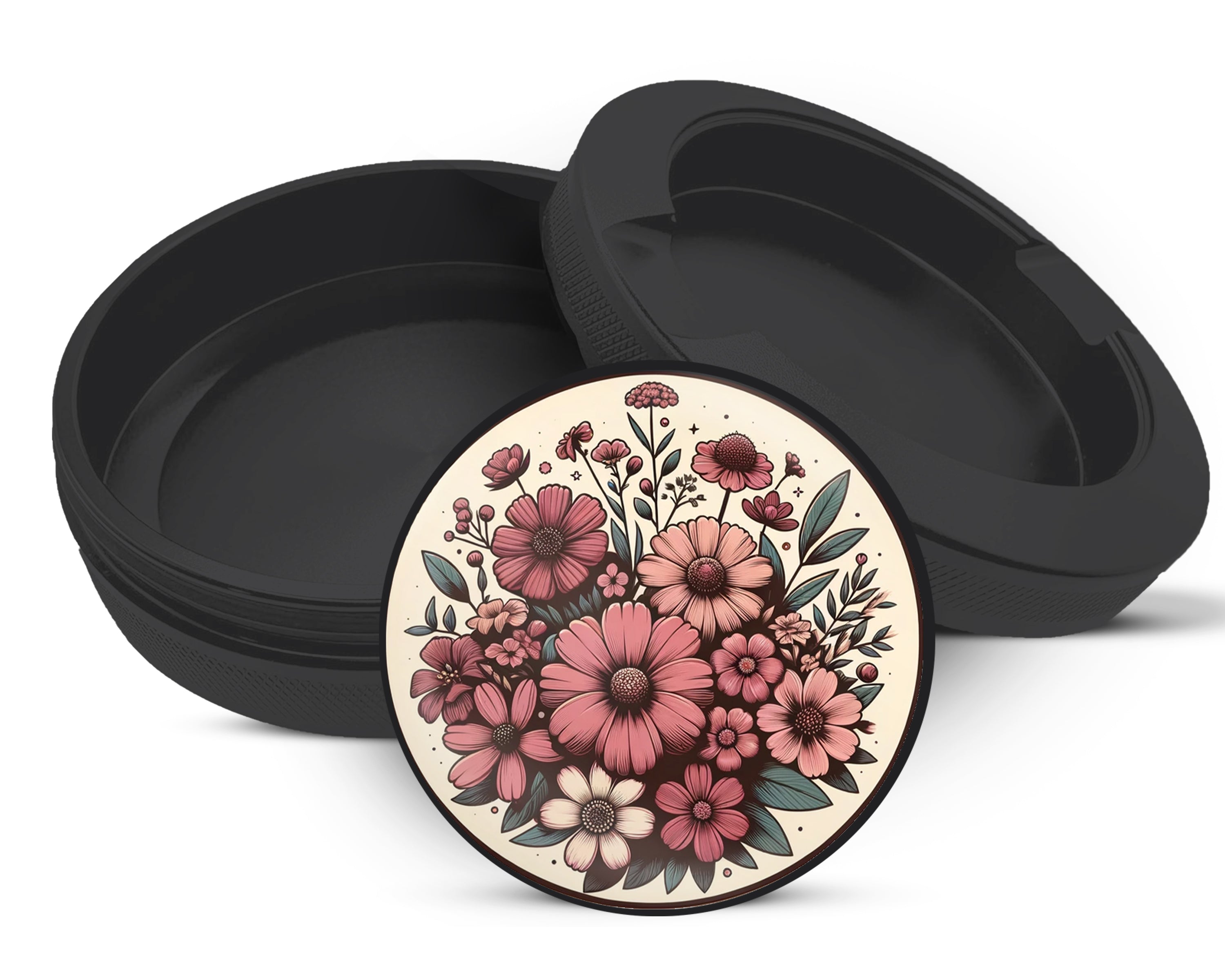 Snus Storage Case Vintage Flowers Black