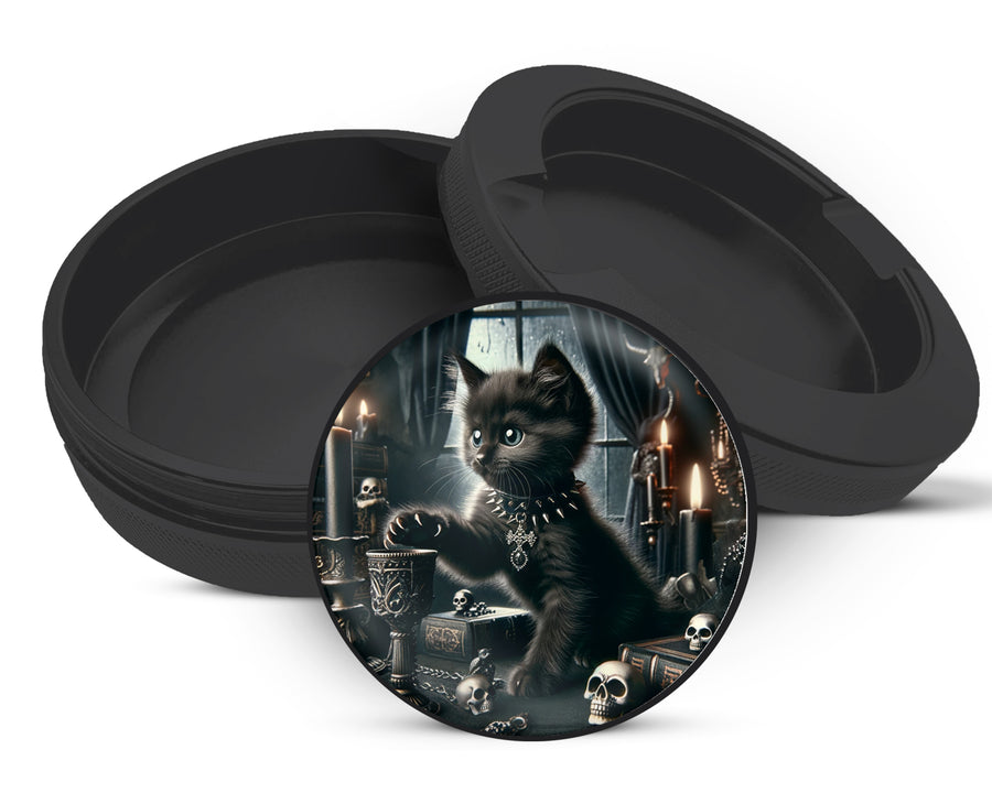 Snus Storage Case Goth Kitten, Whimsigoth Cat Black