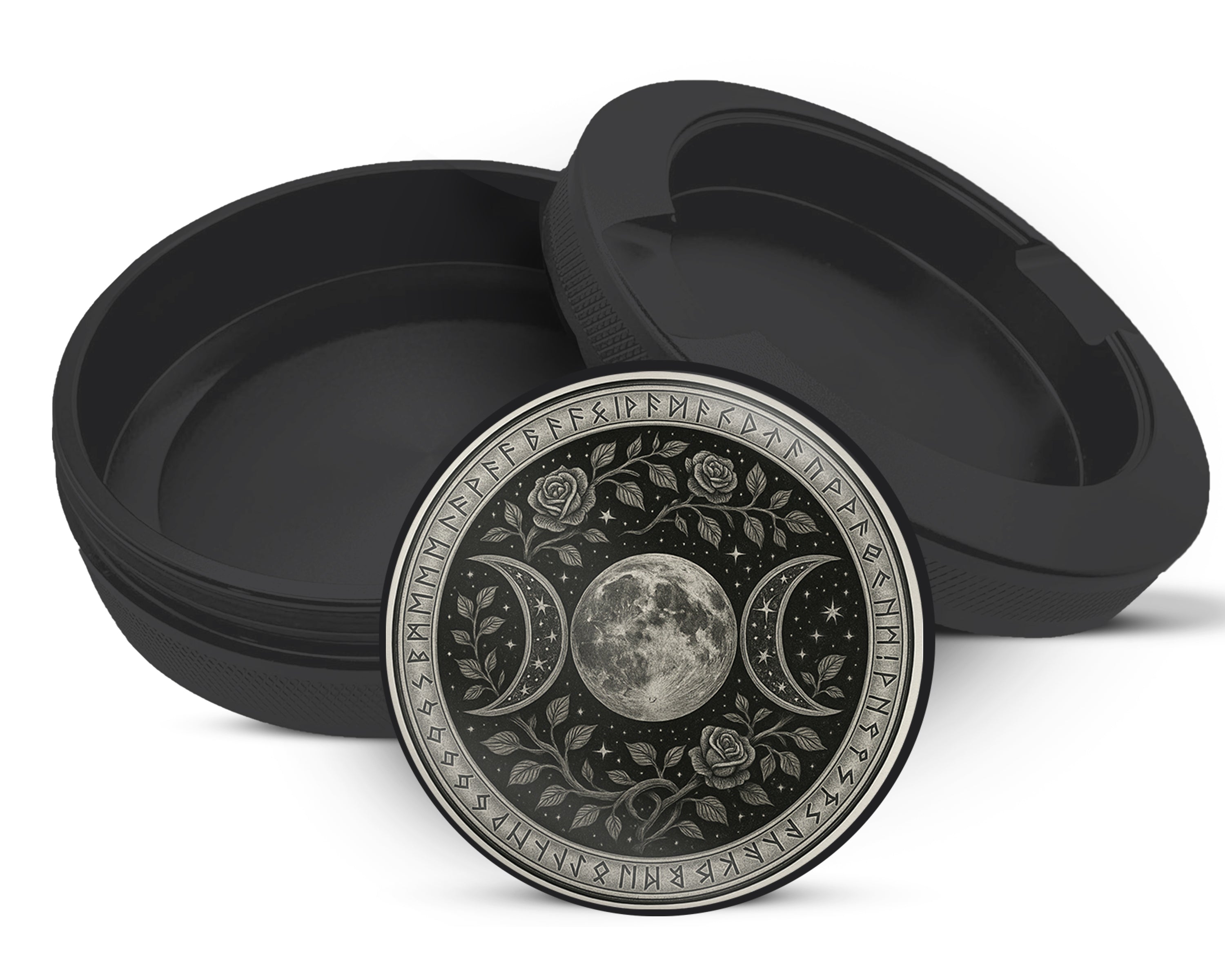 Snus Storage Case Triple Moon Rose Sigil Black