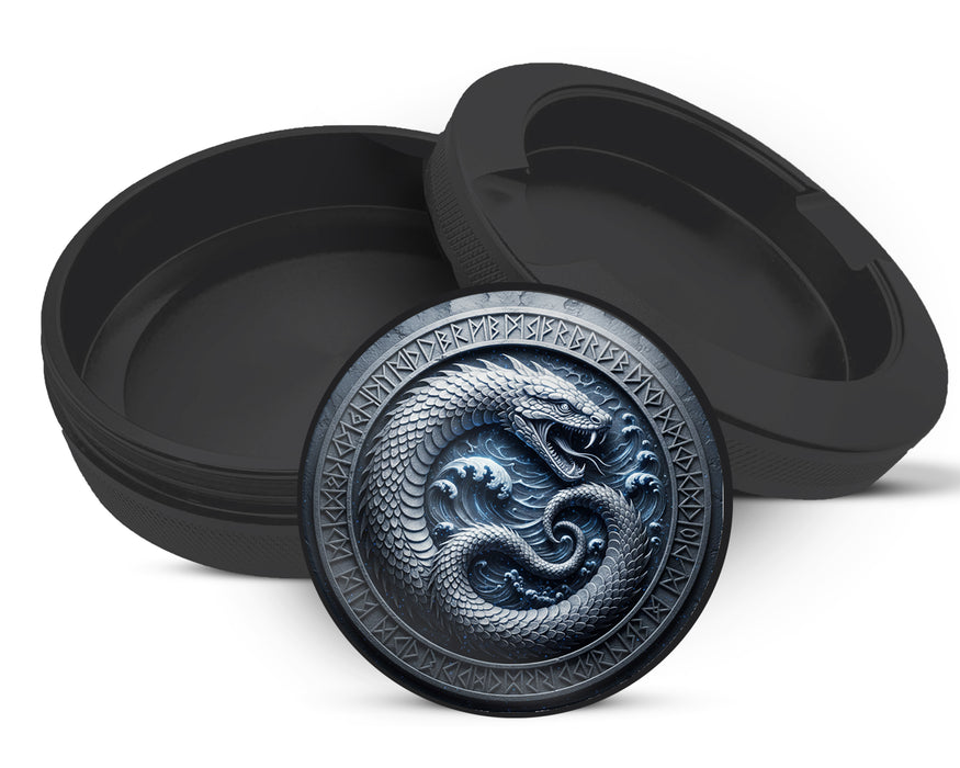 Snus Storage Case Oceanic Ouroboros Rune Circle Black