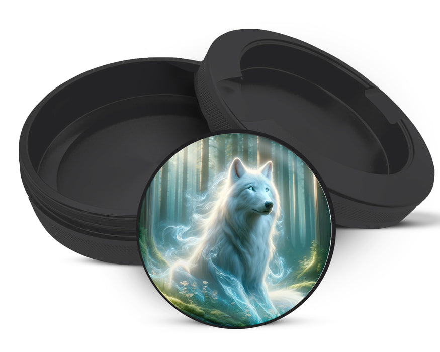 Snus Storage Case Wolf In A Mystical Forest Black