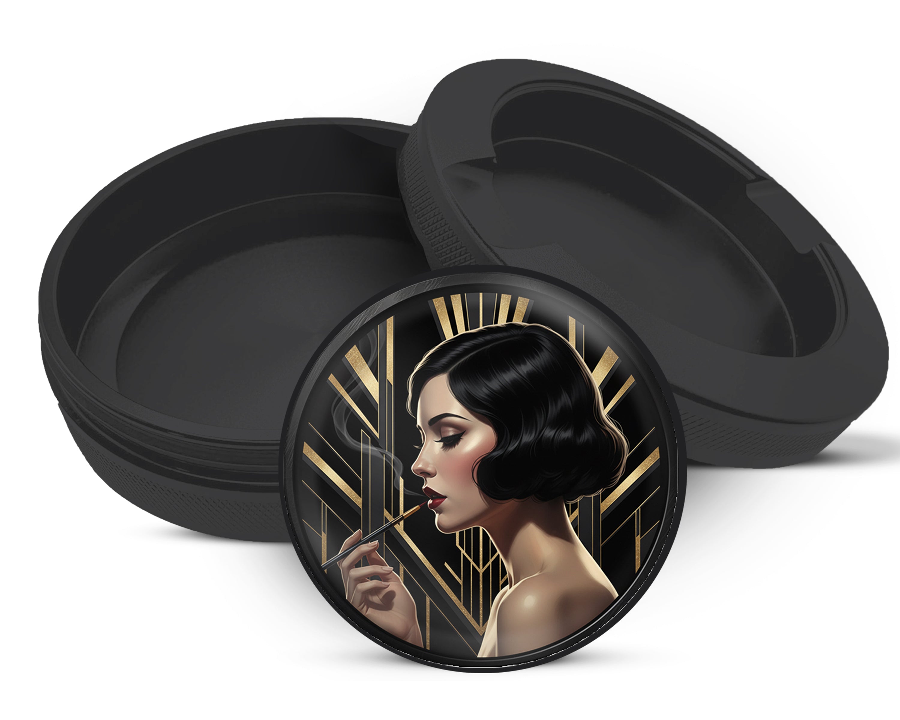 Snus Storage Case Glamorous Art Deco Flapper Black