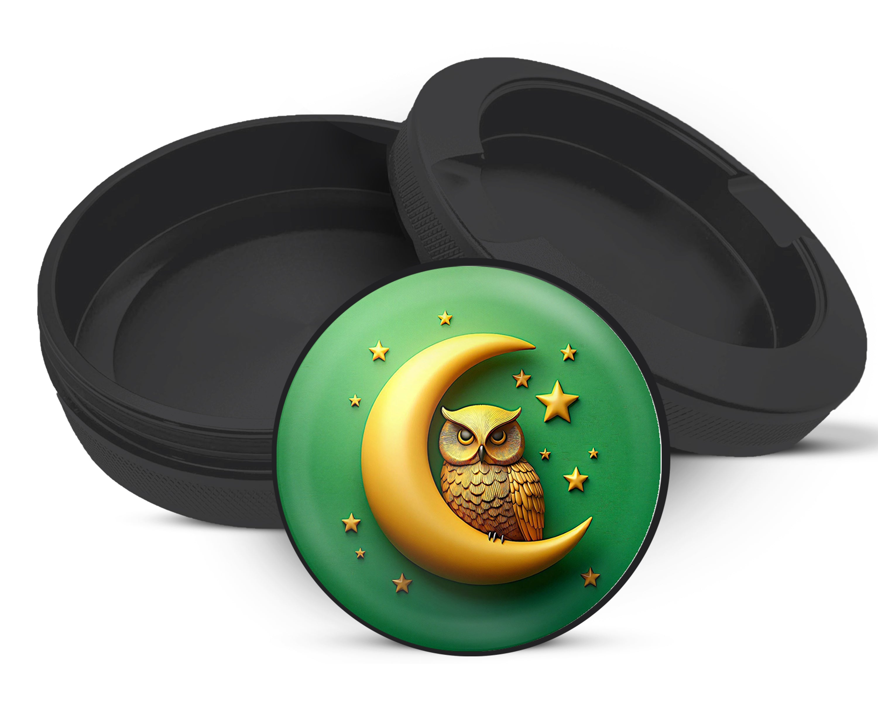 Snus Storage Case Owl Perched On A Golden Moon Black