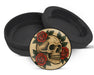 Snus Storage Case Skull with Red Roses Tattoo Flash Style Black