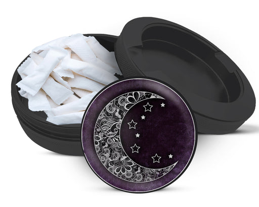 Snus Storage Case Purple Crescent Moon and Stars Black