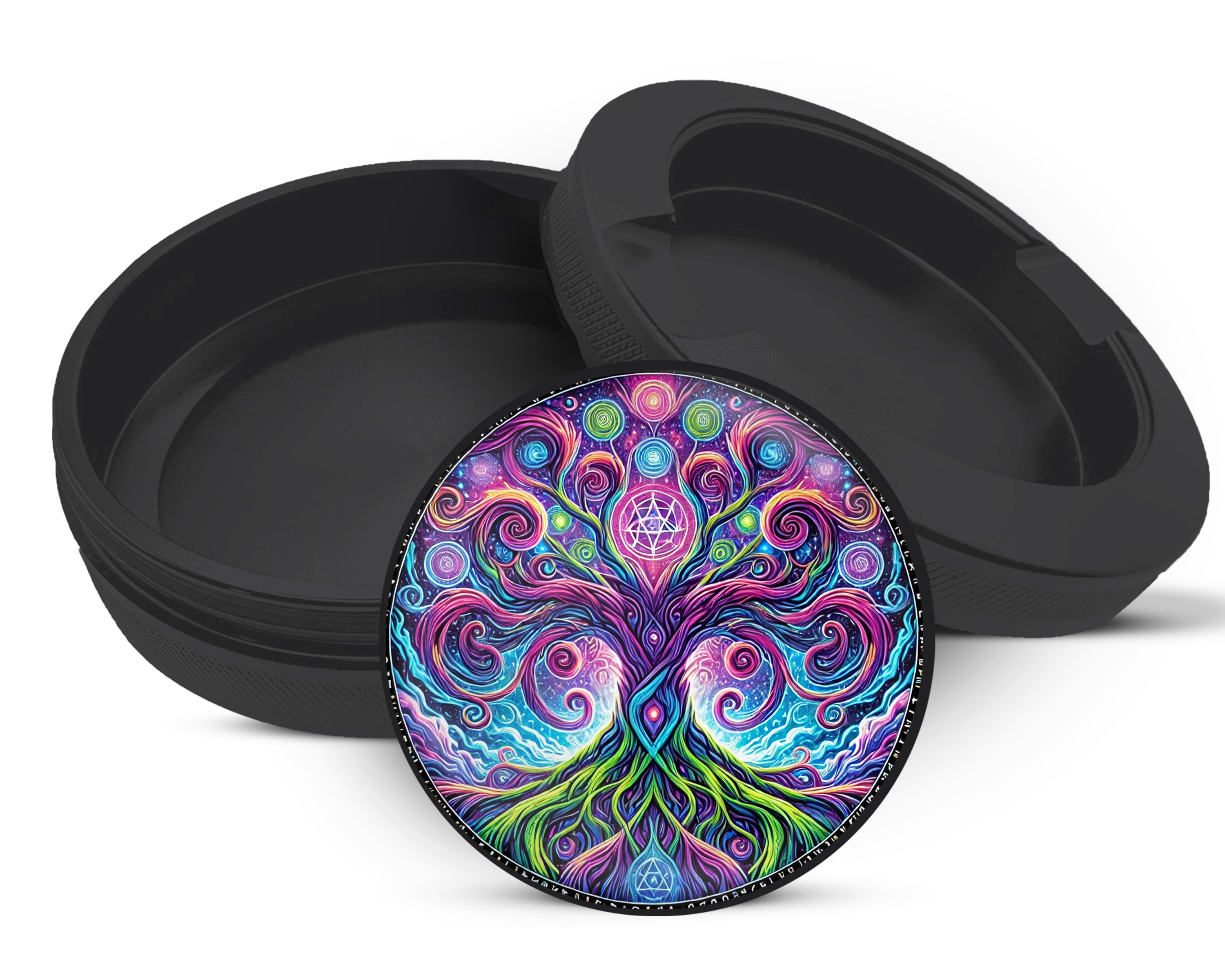 Snus Storage Case Psychedelic Yggdrasil, Old Norse Tree Of Life Black