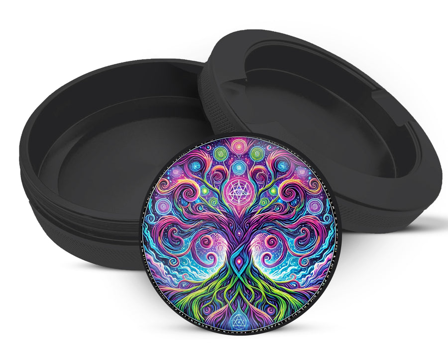 Snus Storage Case Psychedelic Yggdrasil, Old Norse Tree Of Life Black
