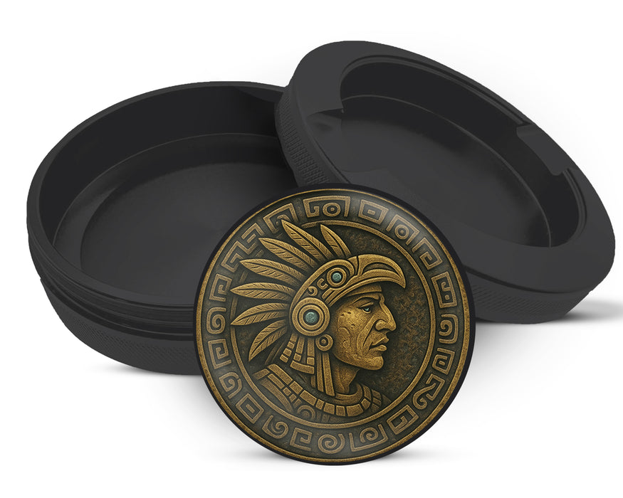 Snus Storage Case Ancient Mayan Warrior Medallion Art Black