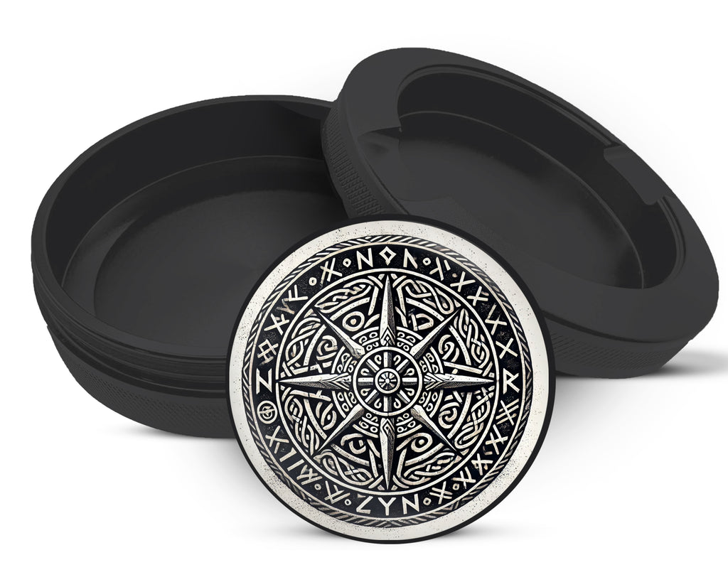 Snus Storage Case Nordic Compass Rune Emblem Black