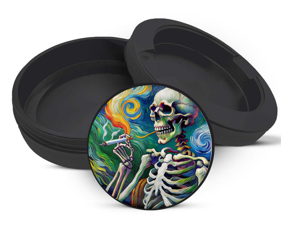 Snus Storage Case Skeleton Grinder Van Gogh Style Black
