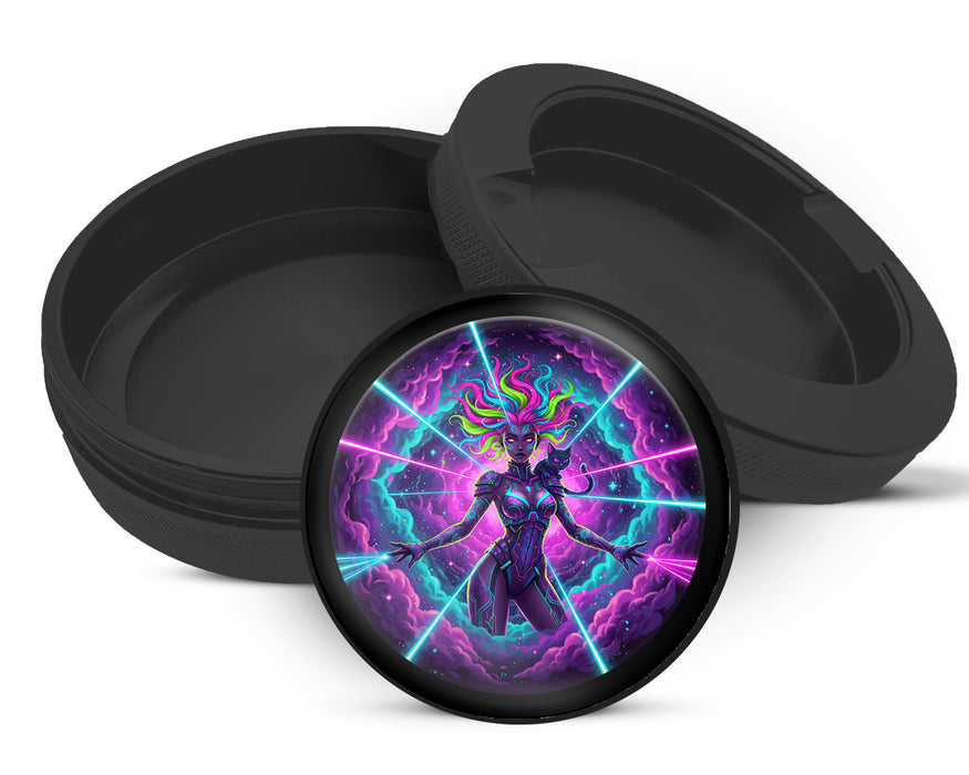 Snus Storage Case Neon Cosmic Warrior Goddess Black