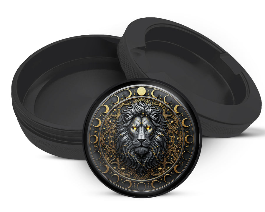 Snus Storage Case Celestial Moonphase Lion Crest Black