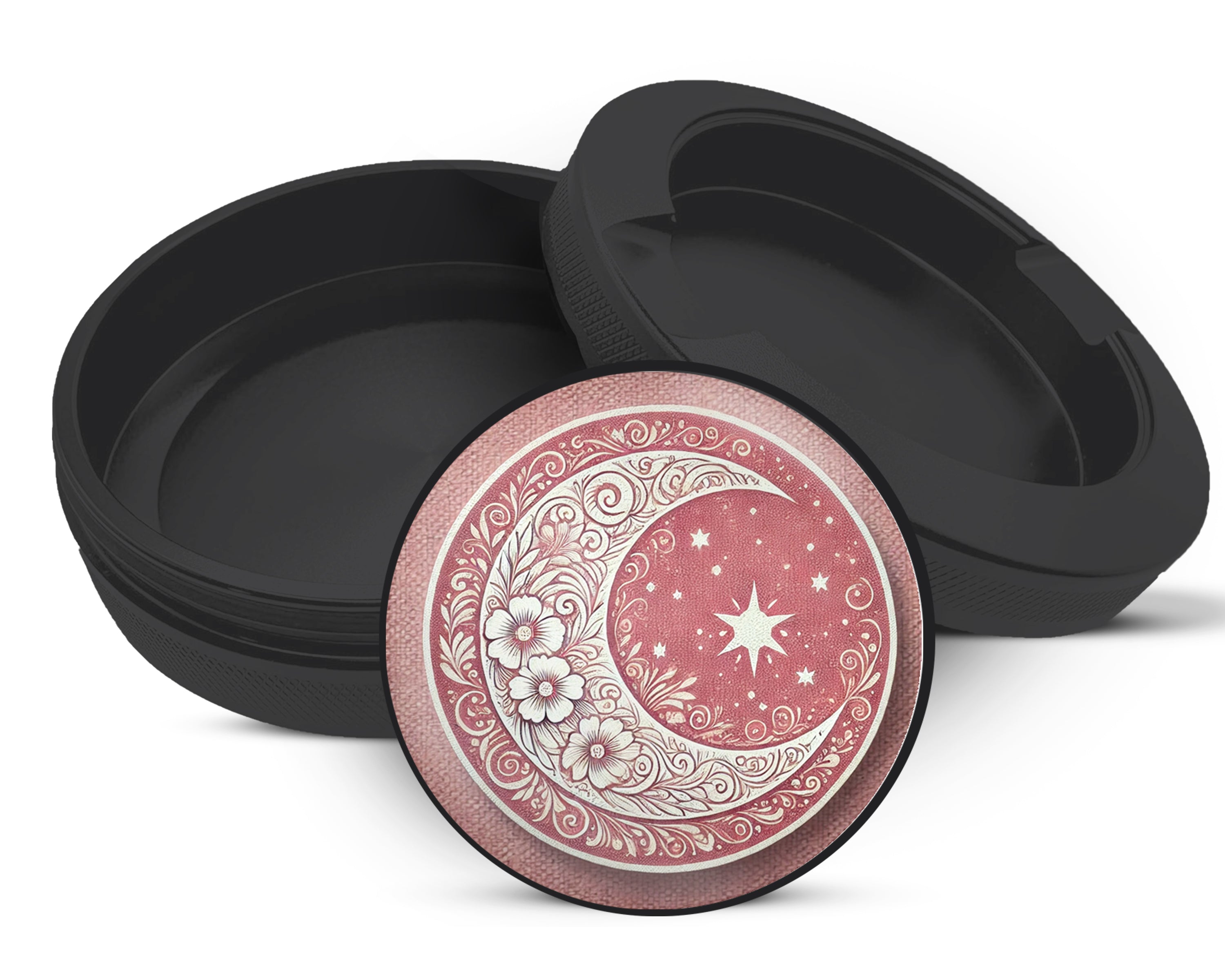 Snus Storage Case Crescent Moon with Stars Black