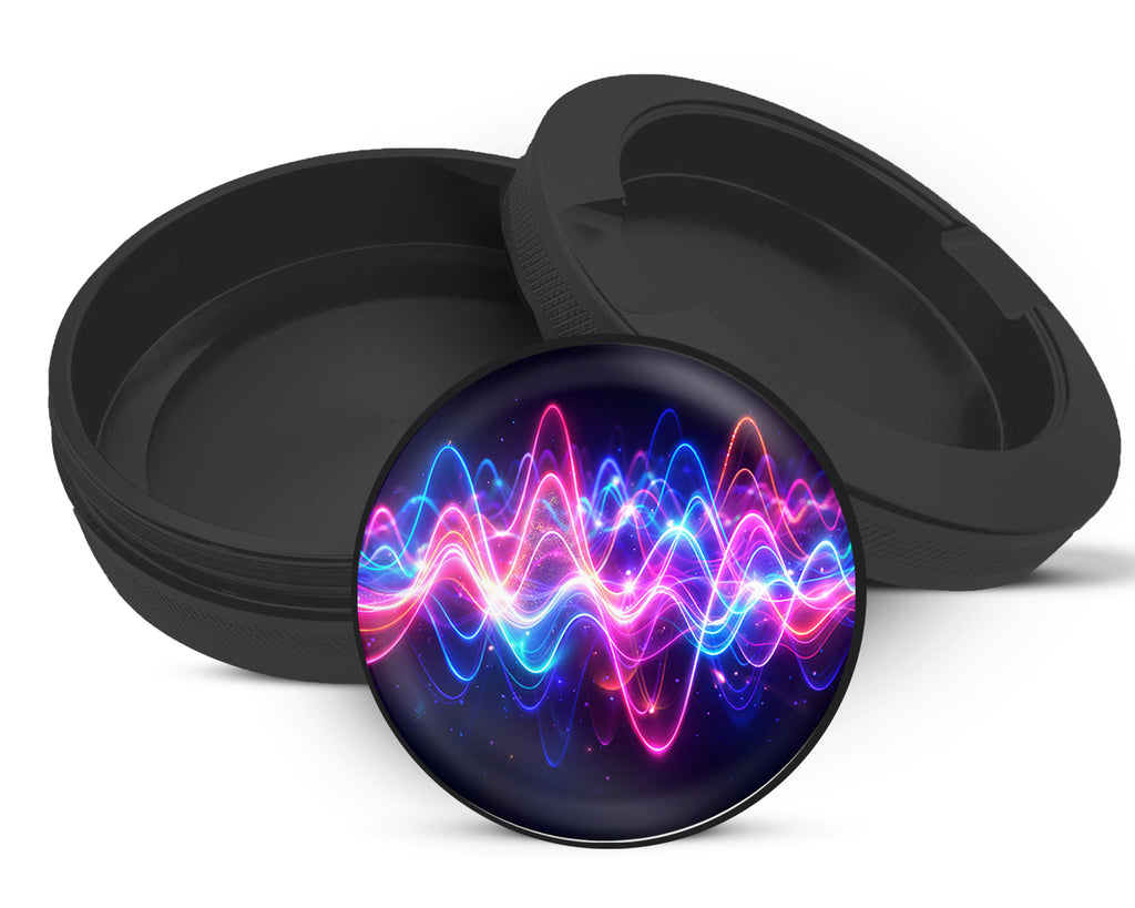 Snus Storage Case Neon Soundwave Vibes Audio Frequency Art Black