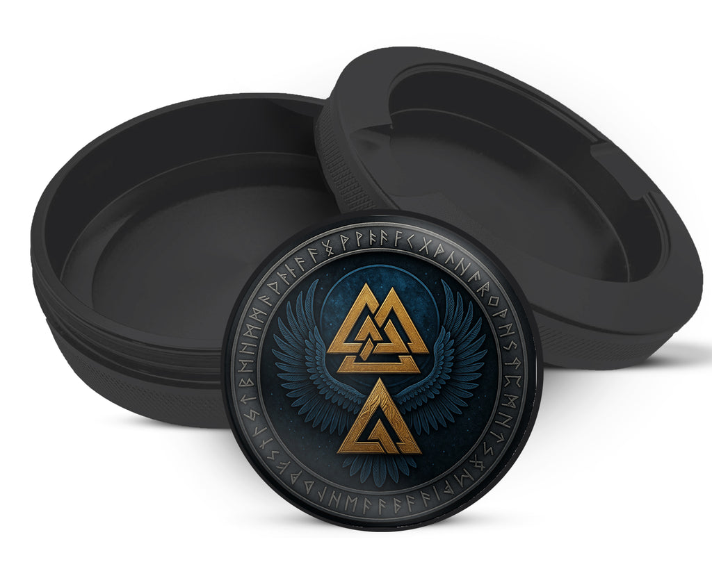 Snus Storage Case Valknut Wings Norse Emblem Black